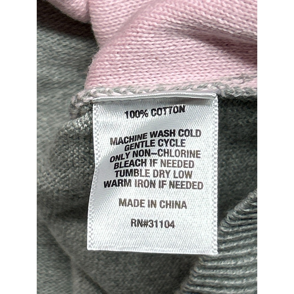 Kim Rogers Intarsia Sweater Womens Size L Gray Pink Hearts Cotton Round Neck New - Picture 6 of 9
